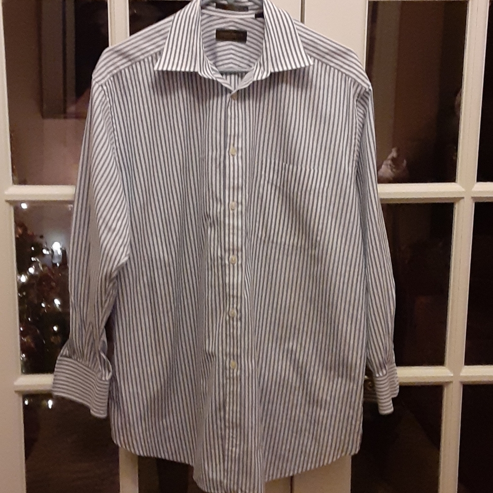 Joseph Abboud blue white stripe 100% cotton 16 1/2